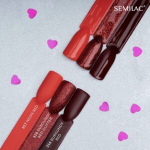 318 Semilac San Valentin Burgundy Red Glitter - Imagen 3